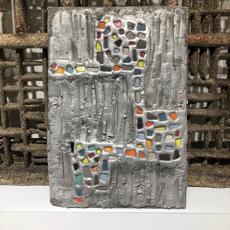 decorative wallplate made of cast aluminium and enamels, by the German sculptor Helmut Schlüter