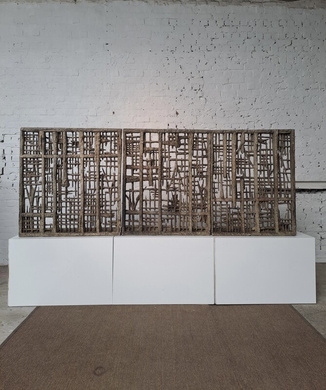 large hand crafted wall sculpture or room divider , by the Belgian sculptor Jules DeWaele, known under the pseudonym PIA MANU. 