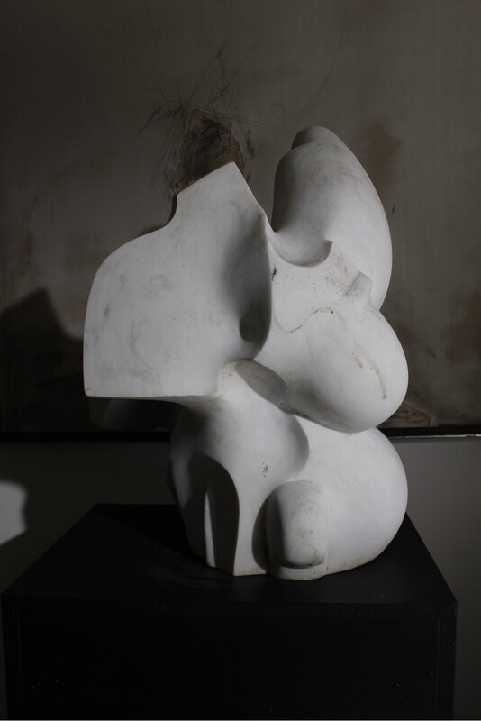 sculpture in white Carrara marble by Pol Spilliaert
