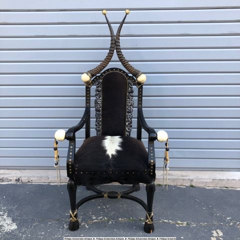 large armchair, fantasy baroque armchair, signed Ulli Dibban , in the manner of Carlo Bugatti for sell