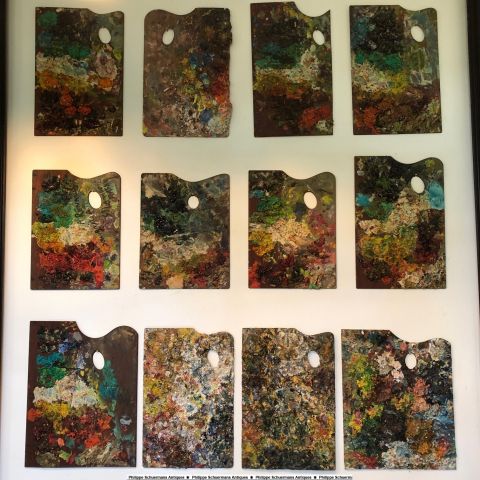 series of 12 painter palets, all strong in material, eight of the twelve palettes belonged to Marie-Madeleine de Rasky (1897-1982) for sell