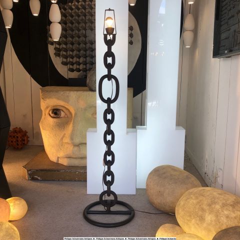 lamp made with chain links , height 170cm , around 1960. for sell